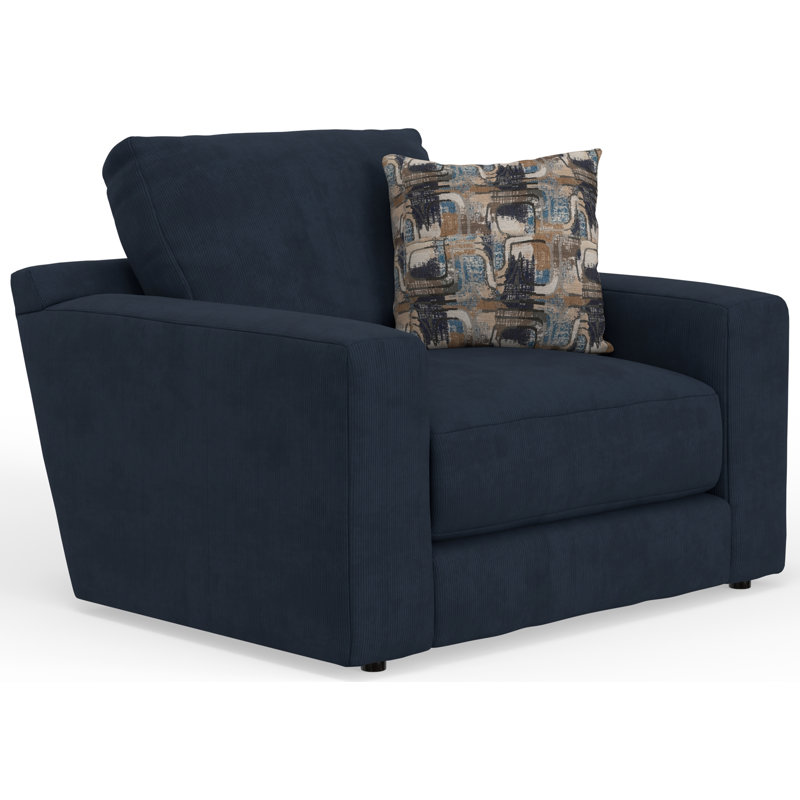Chaise rembourrée en micro-velours côtelé de 52 po de large Aleda