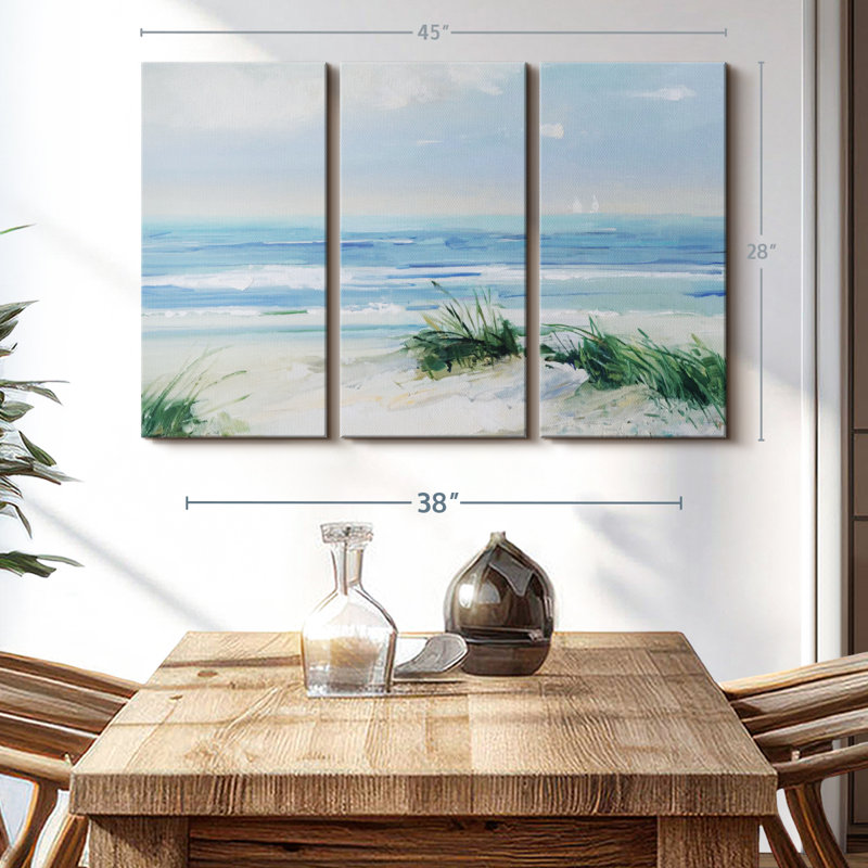 «Coastal Breezes», 3 pièces sur toile, H 28 po x l 45 po x P 1,25 po