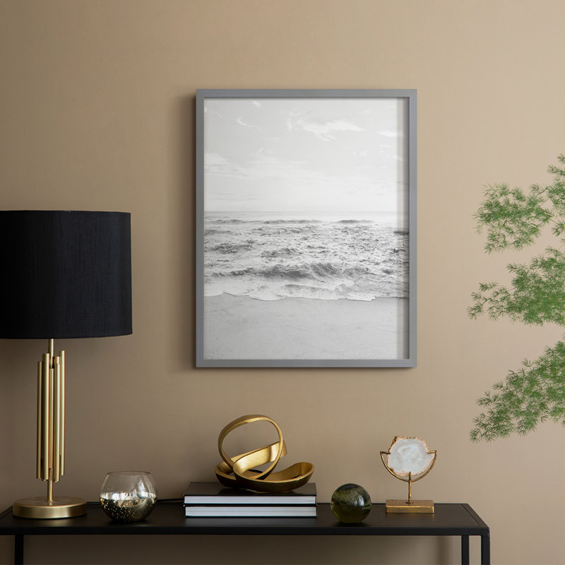 «Gentle Tides I», reproduction encadrée - bois massif, H 15 po x l 12 po, Gris