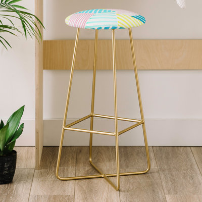 Upholstered Counter Stool with Metal Frame