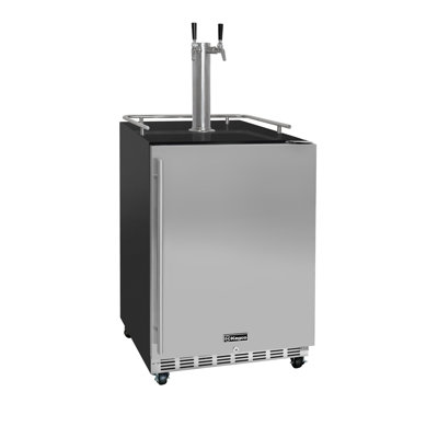 Kegco 24" Wide Dual Tap Stainless Steel Commercial Right Hinge Built-In Kegerator with Kit