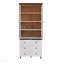 Armoire de rangement en MDF blanc, grands placards de cuisine avec portes en verre et tablettes réglables, armoire de rangement autoportante pour la cuisine, le salon