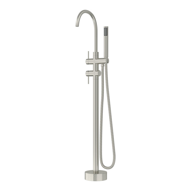 Bec de baignoire au sol avec douchette, Nickel brossé