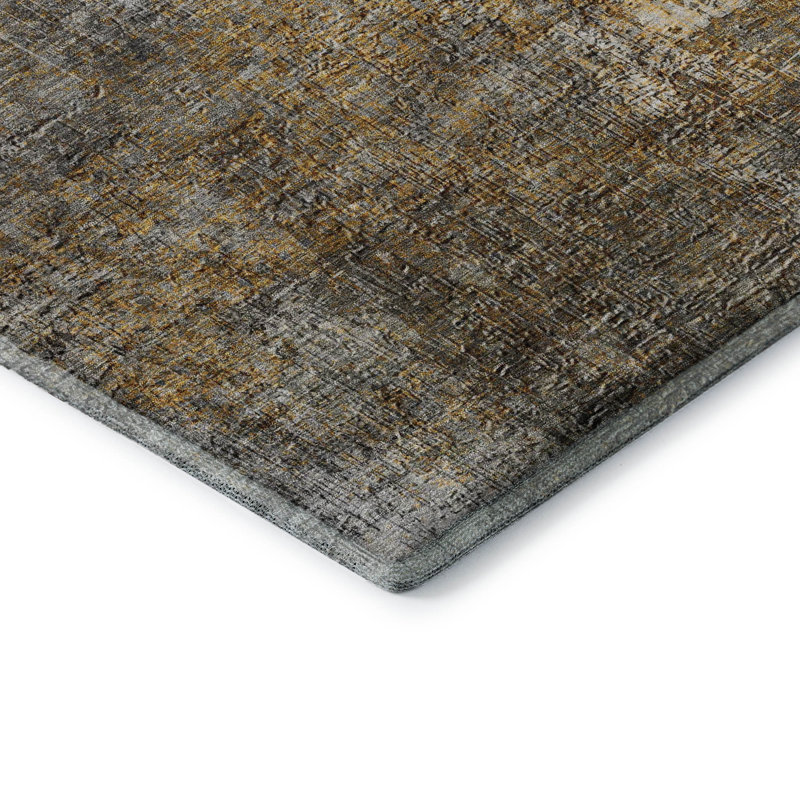 Tapis gris Cerrito AMF593 lavable à la machine de qualité supérieure, Rectangle 5 pi x 7 pi 6 po