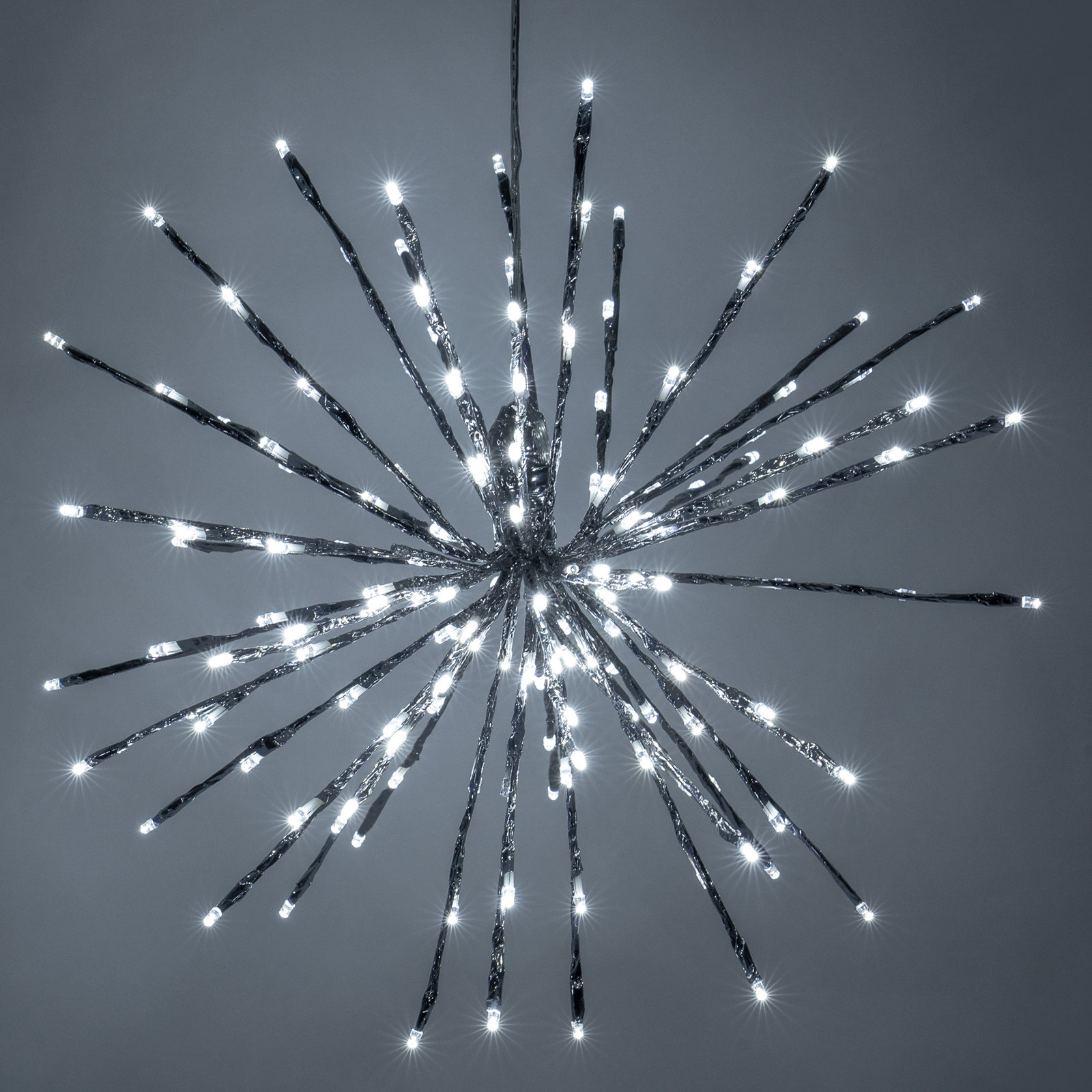 LED Twinkle Light Indoor/Outdoor Starburst Lighted Branch, 18", Silver/Cool White