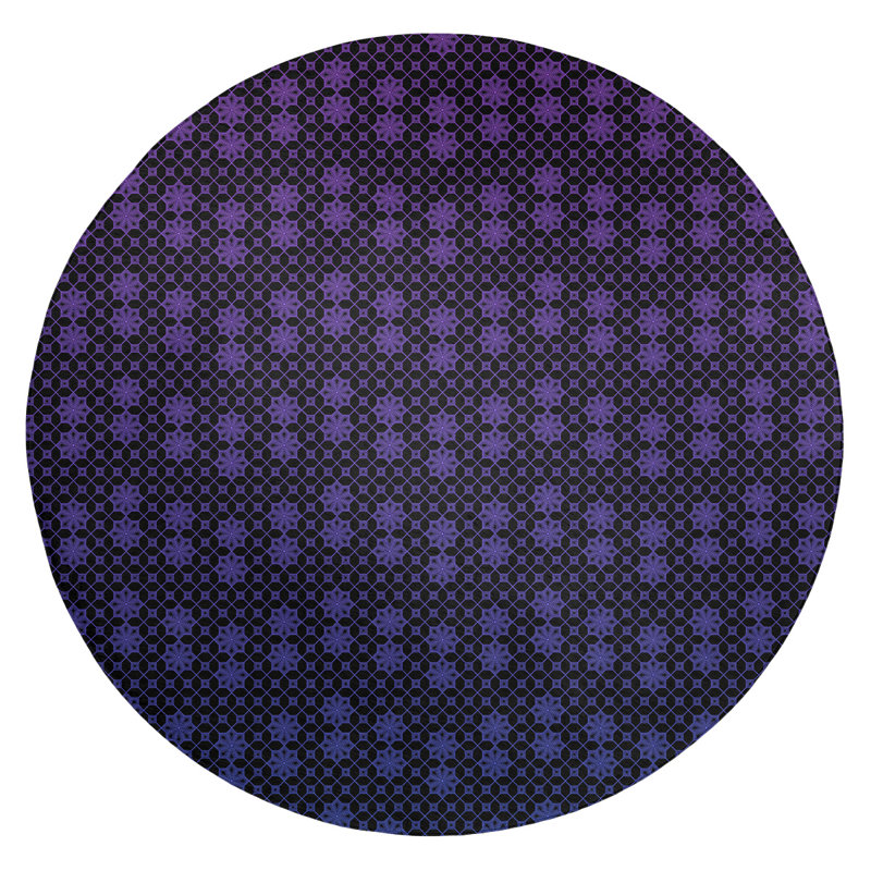 Tapis de treillis noir/mauve dégradé, Rond 5 pi