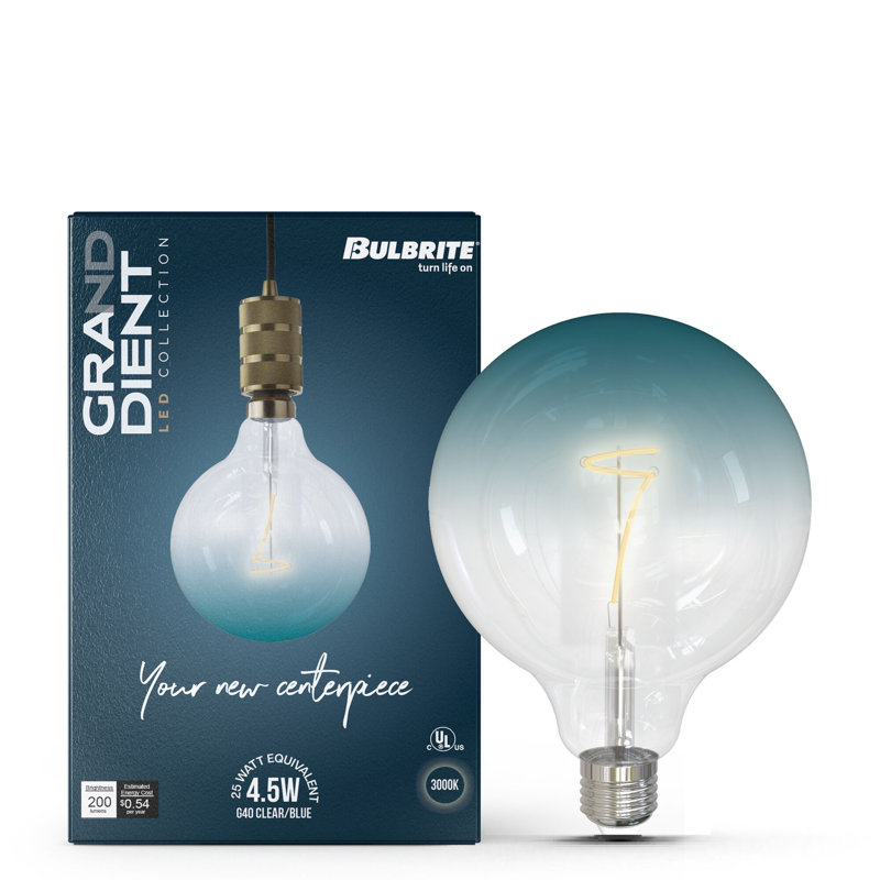 Ampoule C53 de 4,5 watts à intensité variable avec finition en verre transparent / bleu et base moyenne (E26)