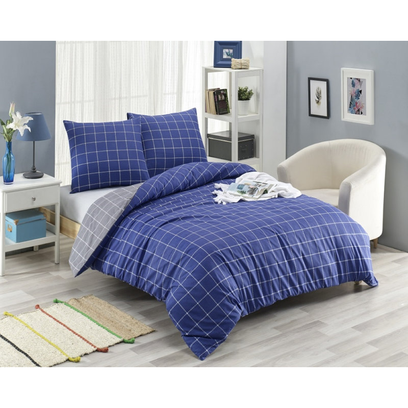 Geometric Shapes Duvet Cover Set with Pillowcases, Blue, 220 x 240 cm - 2 Pillowcases (50 x 70 cm)