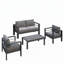 Ensemble de conversation de patio moderne en aluminium 4 pièces