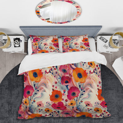 Ensemble de housse de couette Modern Orange Floral