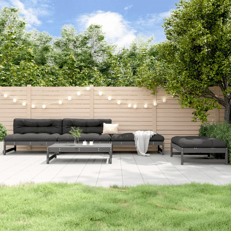 Alpen Home 5 Piece Garden Lounge Set Grey Solid Wood Pine
