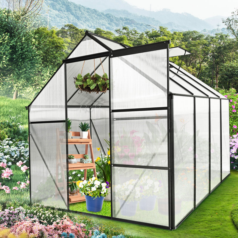 Serre d'extérieur robuste avec base et panneaux galvanisés en aluminium thermolaqué toutes saisons