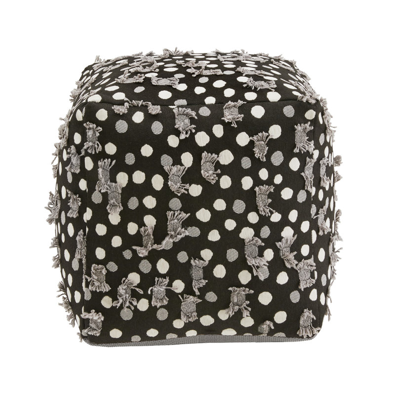 Repose-pieds Doniphan, Tissu noir / blanc / pois gris