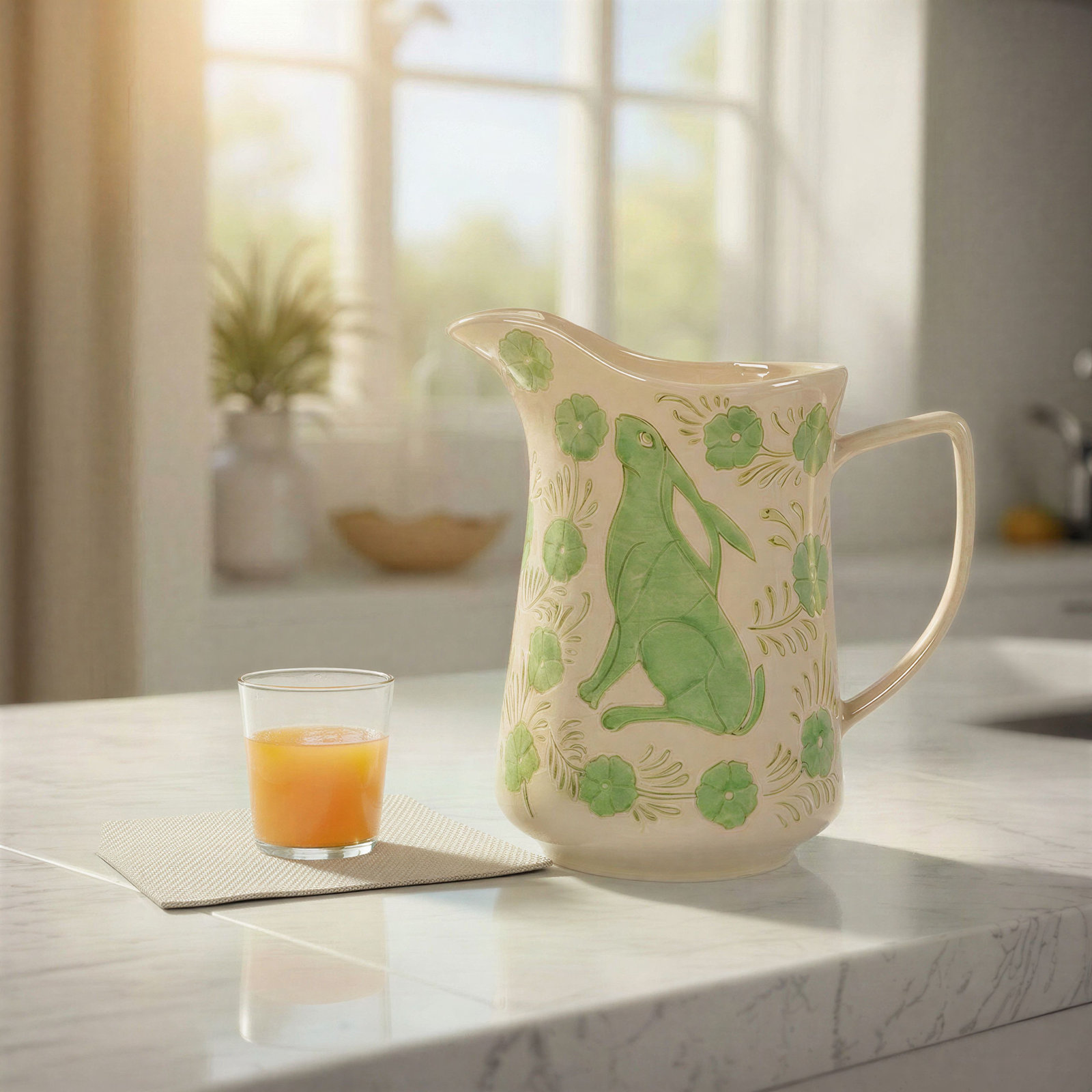 Antionio 109oz. Stoneware Pitcher, Green