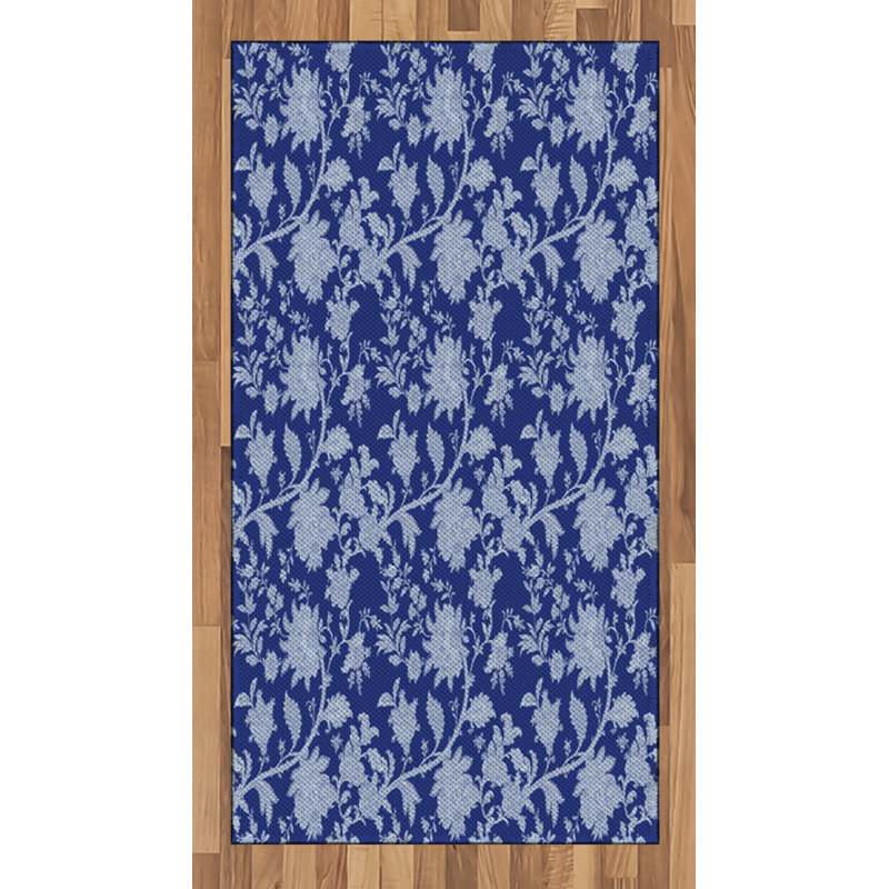 Floral High Density Long Fiber Poly Threads Decorative Area Rug Carpet, Rectangle 2'7" x 5'