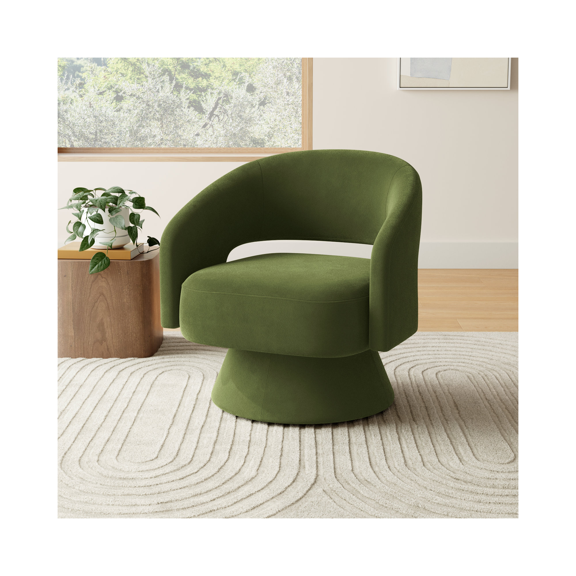 Bhupendra Swivel Accent Chair, Green Velvet