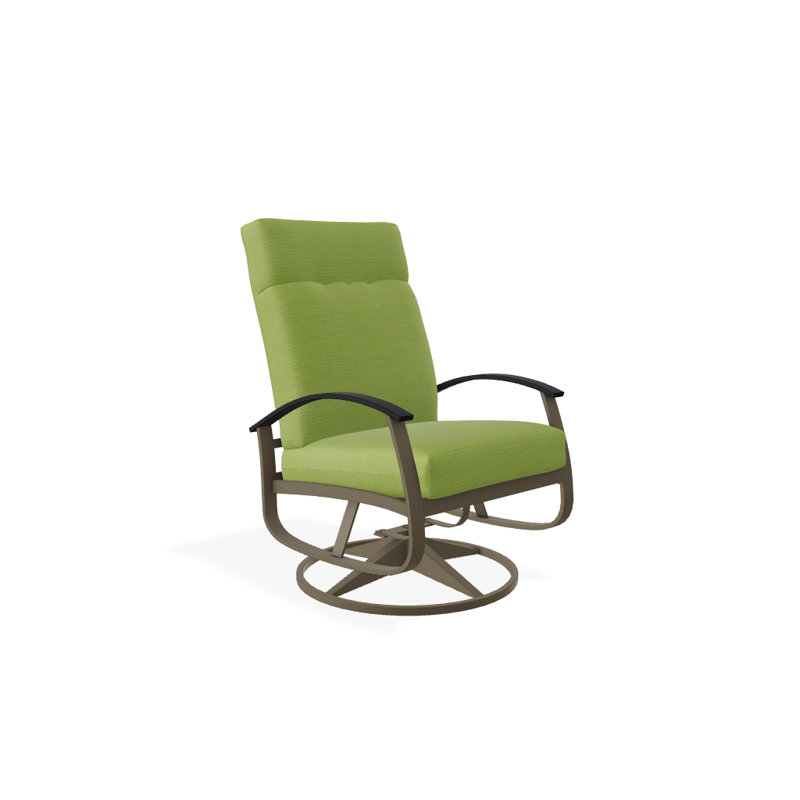 Chaise de patio pivotante avec coussins Askar, Toile granit Sunbrella®, Noir P70, Bois de plage texturé