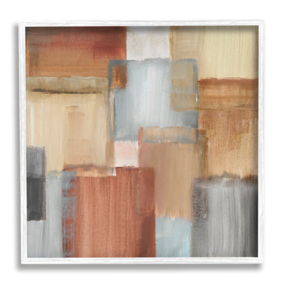 " Layered Patchwork Abstraction Neutral Brown Gray " by Nan