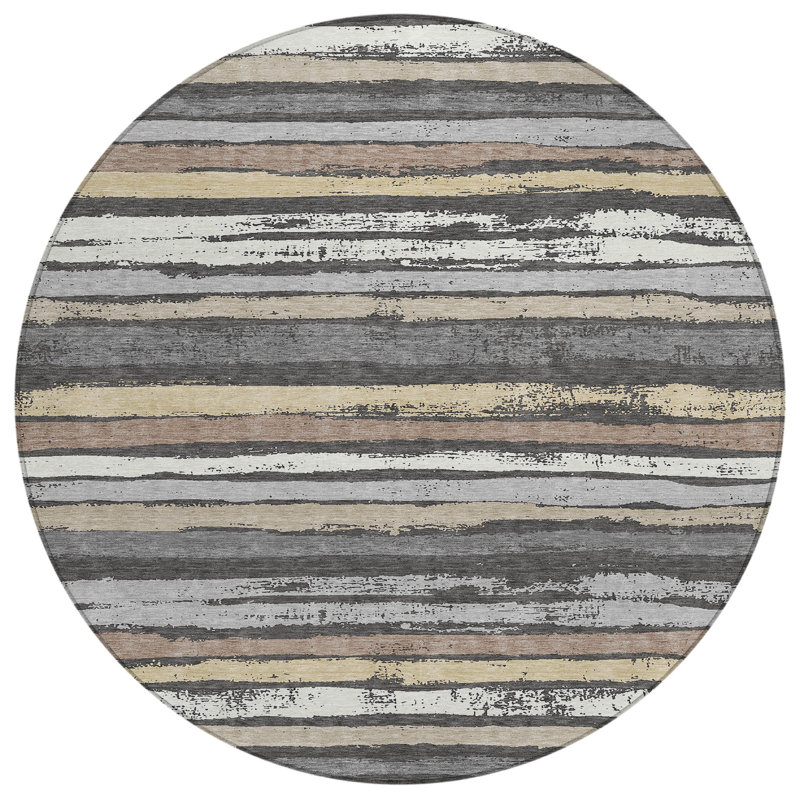 Sylira Charcoal Washable Indoor-Outdoor Rug - , 2'3" x 7'6"