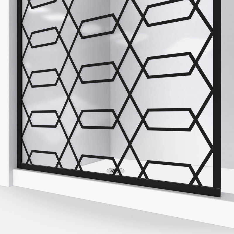 Linea Maze 34" W x 72" H Screen Frameless Fixed Glass Panel with Clear Max Technology