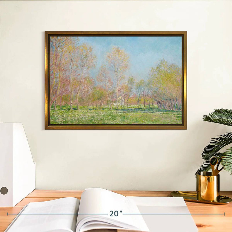 Le printemps à Giverny en 1890, 13 po x 9 po, Cadre flottant doré