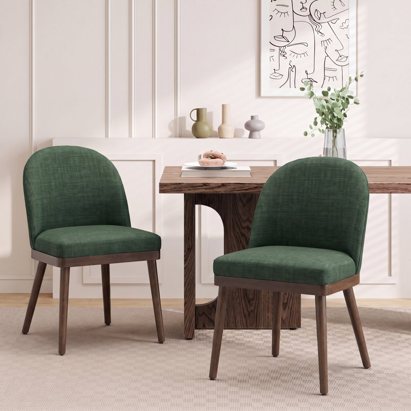 Chaises de salle à manger Enley, Tissu vert