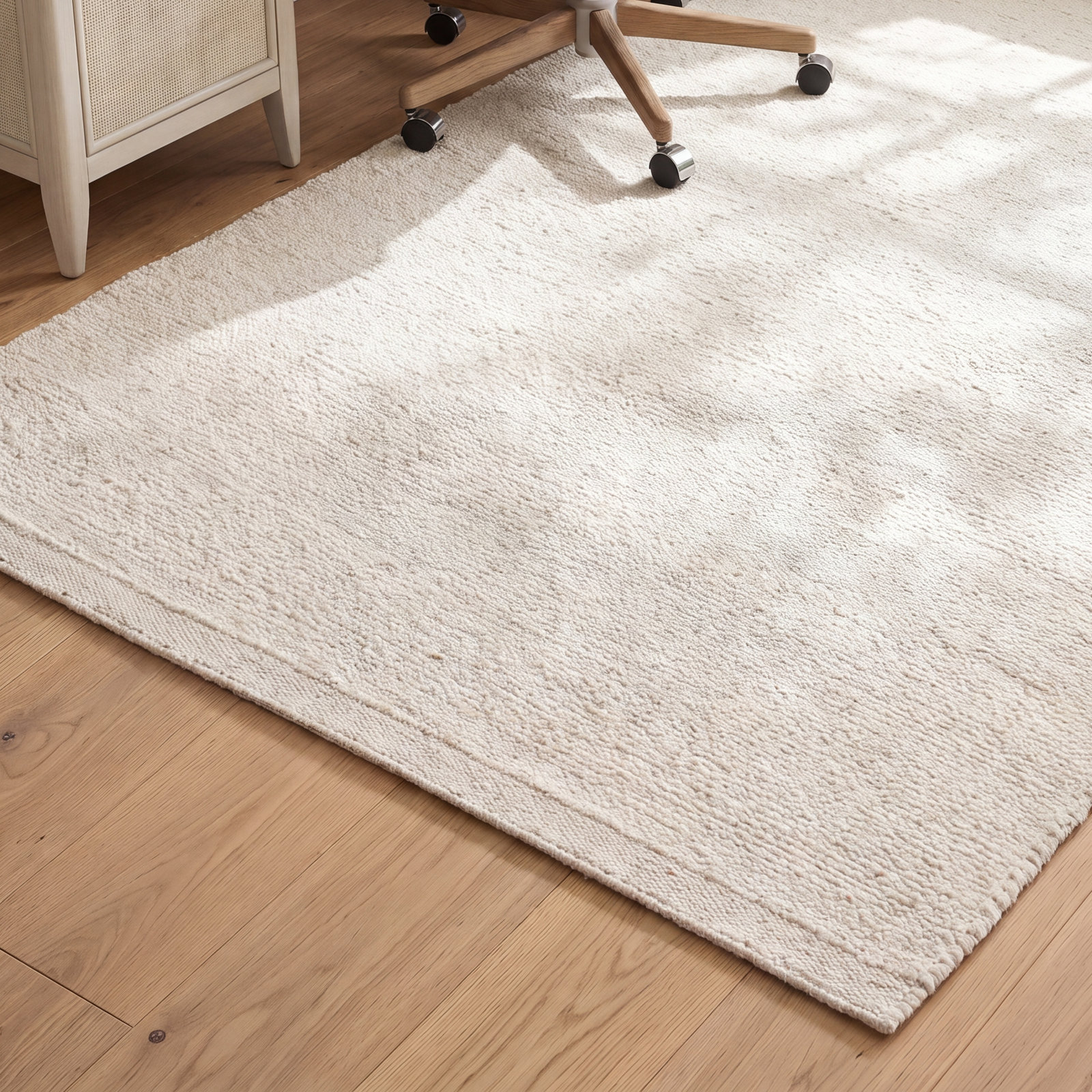 Ada Cream Hand-Woven Wool Rug, Rectangle 6' x 9'