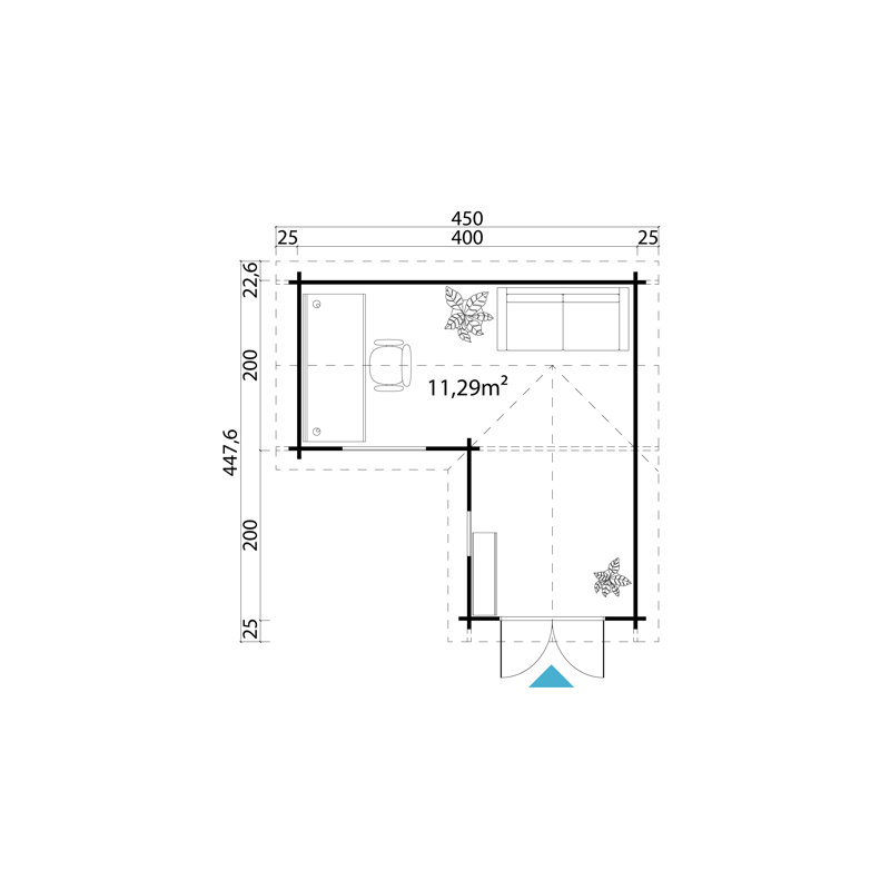 Lasita Portsmouth 13.5 x 13.5 Ft. Premium Log Cabin With Tempered Double Glazing (44mm), Natural