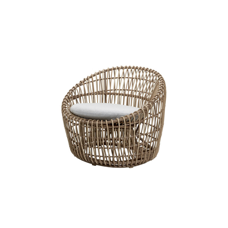 Nest Patio Chair with Cushions, Light Gray, Natural