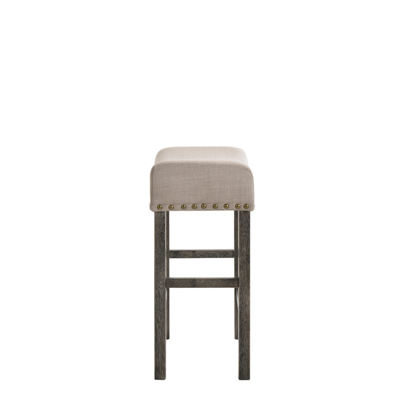 Martha II Tan Linen & Weathered Grey Finish Counter Height Stool (Set Of 2), Grey