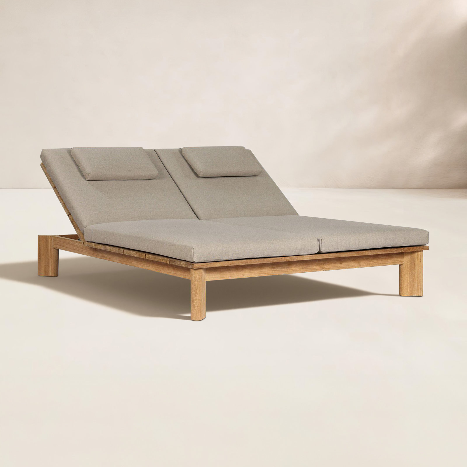 Julie 63" Teak Patio Double Chaise Lounge