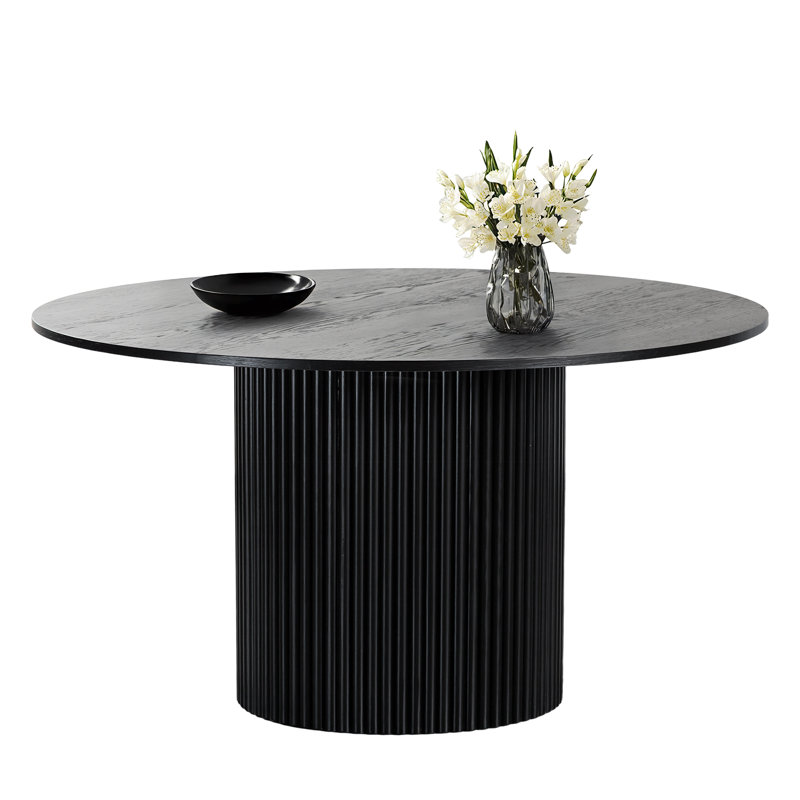 Table de salle à manger en bois massif, Noir, noir, noir, noir, H 30 po x L 52 po x l 52 po