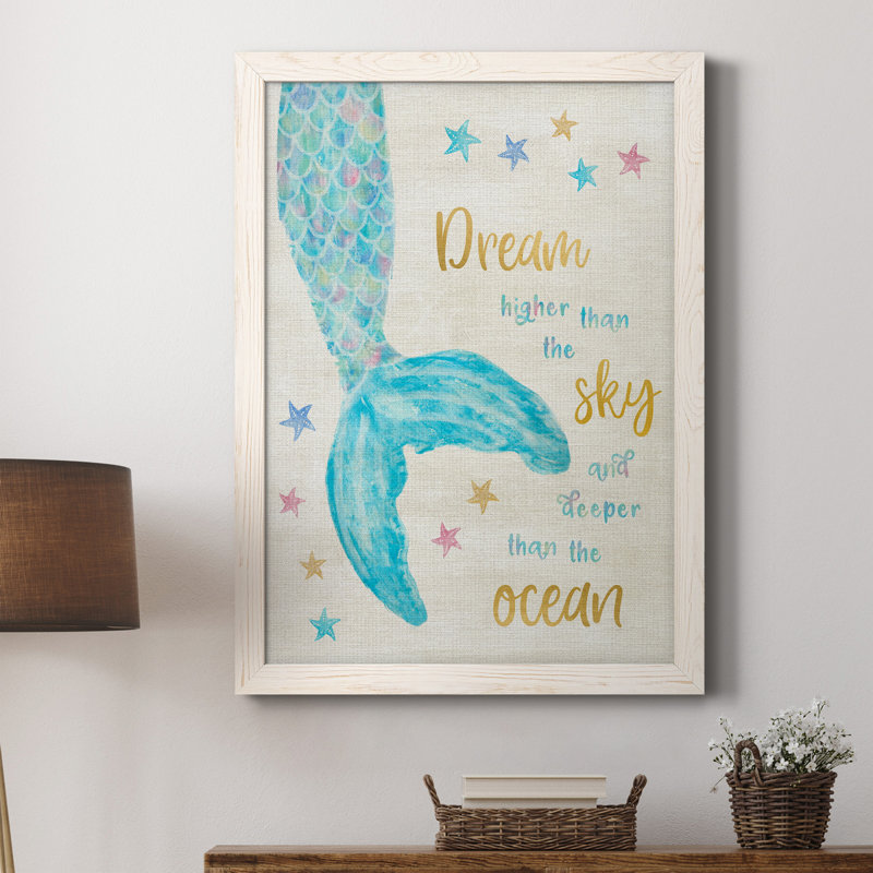Mermaid Dream - Peinture sur toile encadrée, Toile avec cadre blanc, H 24 po x l 18 po x P 1,5 po