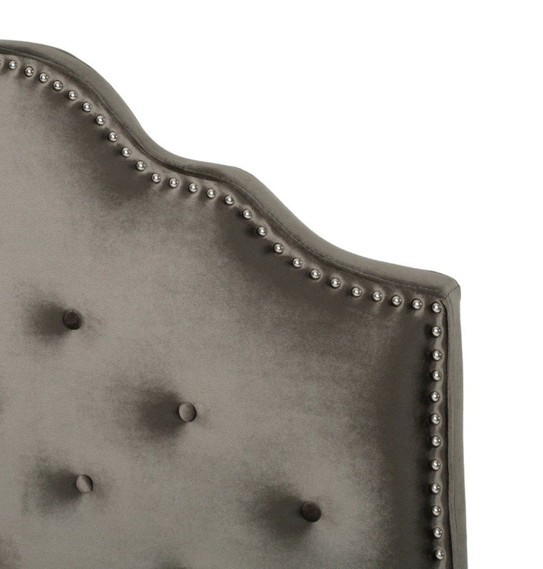 Queen Size Tufted Upholstered Headboard - Solid Wood Frame with Durable Metal Legs, Adjustable Height & Nailhead Trim, Modern Button Tufted Fabric Headboard