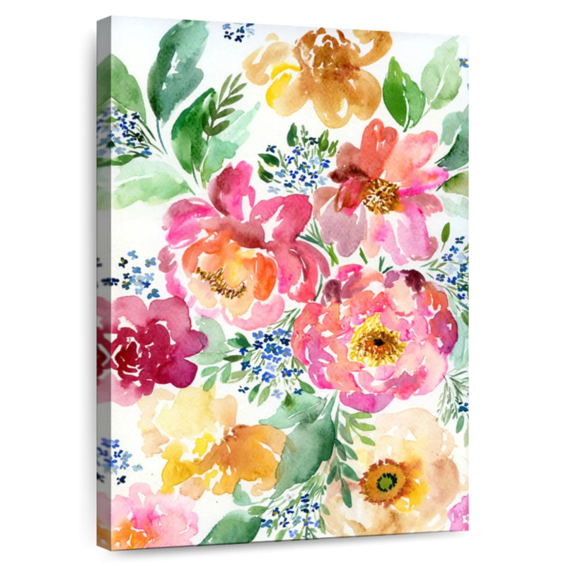 Harnek - pivoines jaunes et roses, H 12 po x l 8 po