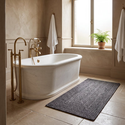 Tapis tressé Angier pour intérieur/extérieur - Gris anthracite