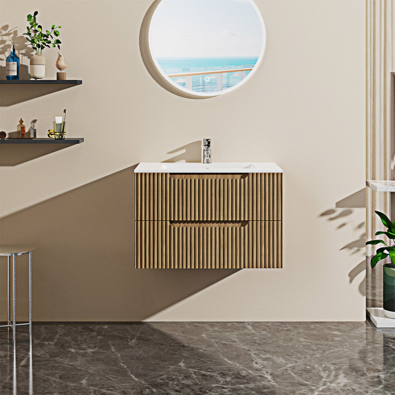 Ensemble de meuble-lavabo mural avec lavabo et meuble-lavabo flottant