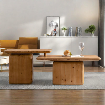 Burt carré Fashion Style avec finition grain de bois (ensemble de 2)