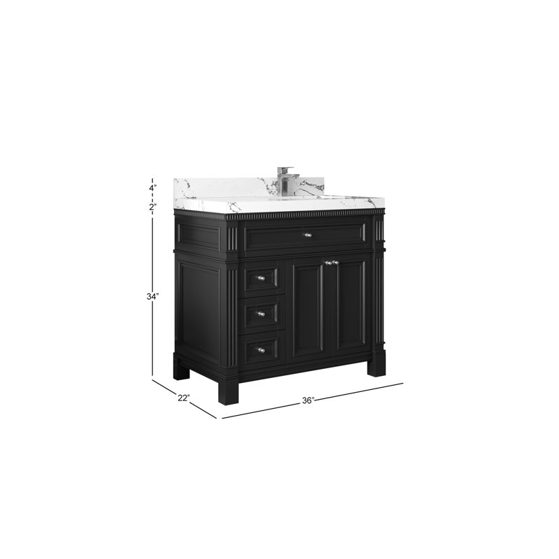 Paris White Freestanding Bathroom Vanity with Quartz Top