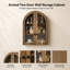 Armoire murale cintrée en placage de bois avec portes en verre trempé et tablette réglable-294817746