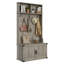 Porte-manteau extra large de style ferme avec banc, 195 cm (77 po), armoire de rangement pour chaussures, 5 crochets doubles, étagères réglables, gris-115864603