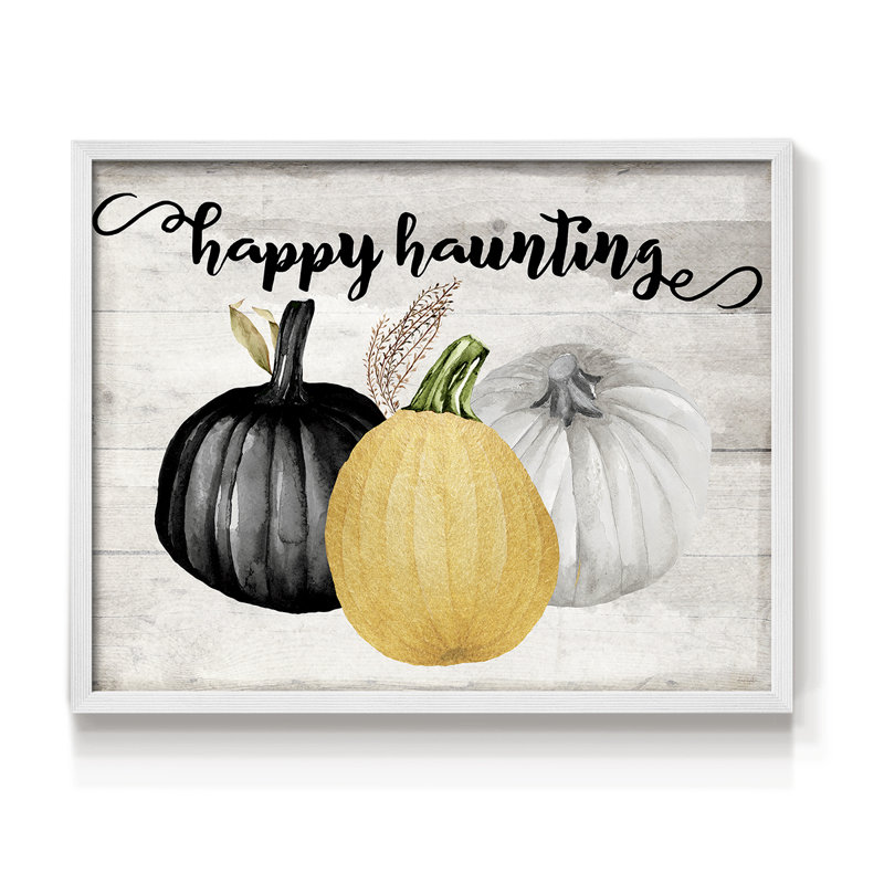 «Happy Haunting» - Reproduction encadrée - Restickable, H 8 po x l 10 po, Blanc
