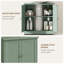 Meuble-lavabo avec ouverture en U, tablette réglable et 2 portes, vert foncé