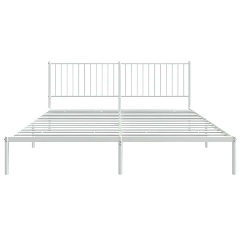 Metal Bed Frame with Headboard White, Super King (6')