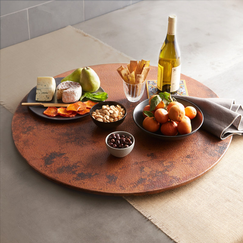Antique Copper 30-inch Hammered Recycled Copper Lazy Susan