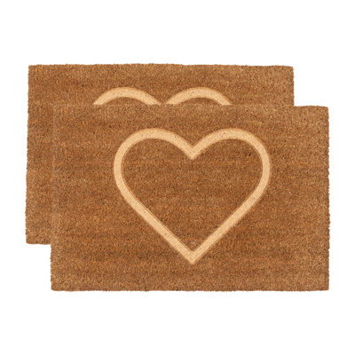 Nicola Spring - Coir Door Mats - 60 x 40cm - Embossed Heart