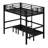Metal Bunk Bed, Lower Bunk Can Be Pulled Out In Three Sections, Top Bunk Equipped With Safety Rails
