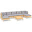 Ensemble de salon de jardin en bois de pin massif gris Vidaxl, tissu (100% polyester)-1027346738-1027346739