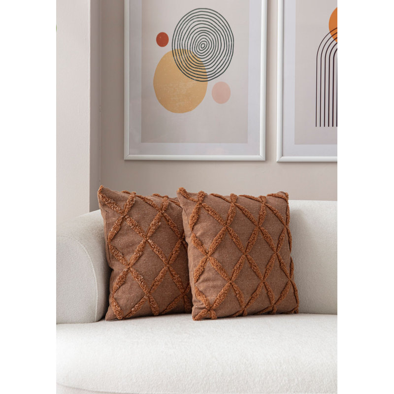 Ensemble de housse de coussin Elegant (2 pièces), brun, 16,9 po x 16,9 po | 100% polyester, durable et doux | Lavable à la machine, parfait pour le salon et la chambre à coucher | Accessoires de maison élégants