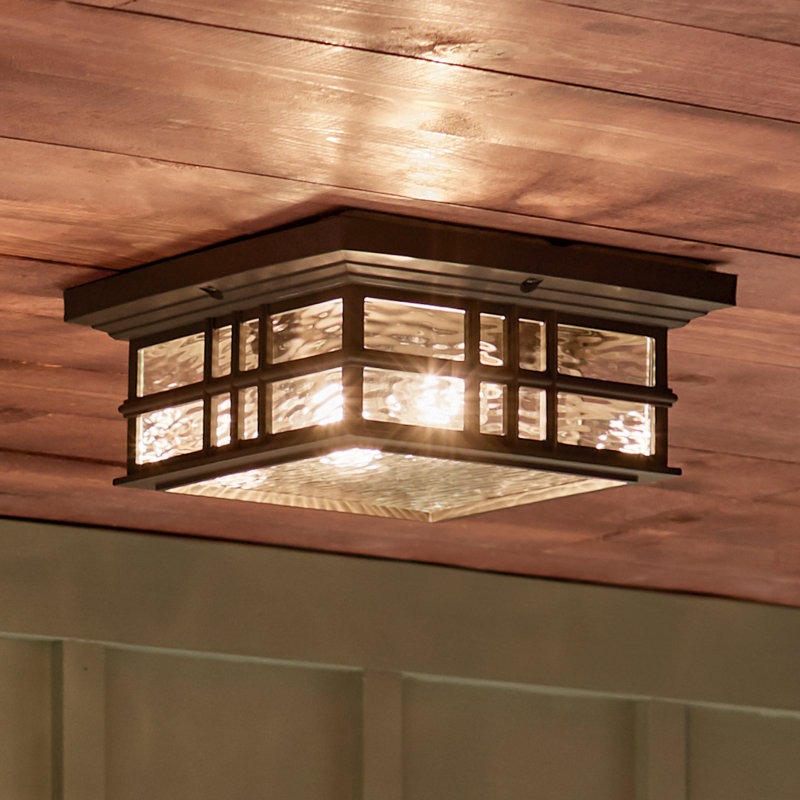 Olde Bronze 12" Glass Square Flush Mount Ceiling Light
